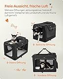 Feandrea Hundebox faltbar, Transportbox Hund, XXXL, Hundetasche, Oxford-Gewebe, Netzstoff, atmungsaktiv tragbar transportabel, Metallrahmen, mit Griffen, Taschen, 102 x 69 x 69 cm, schwarz PDC10H