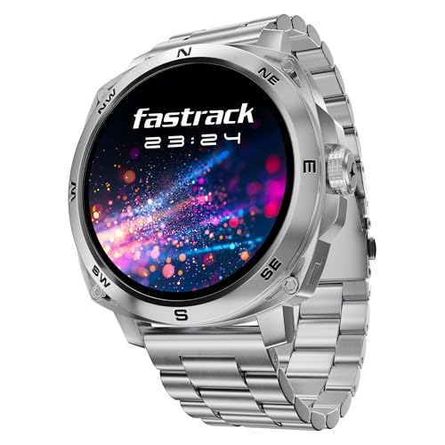 Image of Fastrack Radiant FX3 Smart Watch, 3.63 CM AMOLED Display, Functional Crown, AOD & DND Mode, SingleSync BT Calling, AI Voice Assistant, Women's Health Tracking, 100+ Sports & Smartwatch Faces (Sliver)