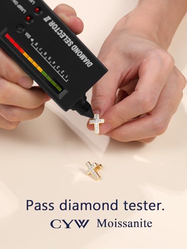 D Color VVS1 Clarity Moissanite Sparkle Cross Earrings Unisex, Really Authentic Solid 925 Sterling Silver Hypoallergenic, Birthday Anniversary Valentines Ideal Gift for Women Men4