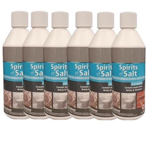Spirit of Salt Drain and Toilet Cleaner 500ml Fast Acting Limescale Remover and Unblocker Multi Purpose for Pipes Drains Toilets Brickwork and Patios Pack of 6