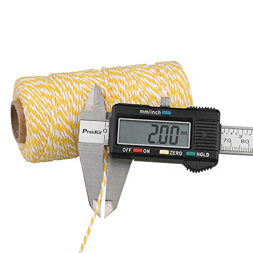 Image of jijAcraft Yellow and White Twine String, 328 Feet Christmas Bakers Cotton String, 2MM Heavy Duty Packing Twine for DIY Crafts, Christmas Decoration, Gift Wrapping, Craft Wrapping (Pack of 2)