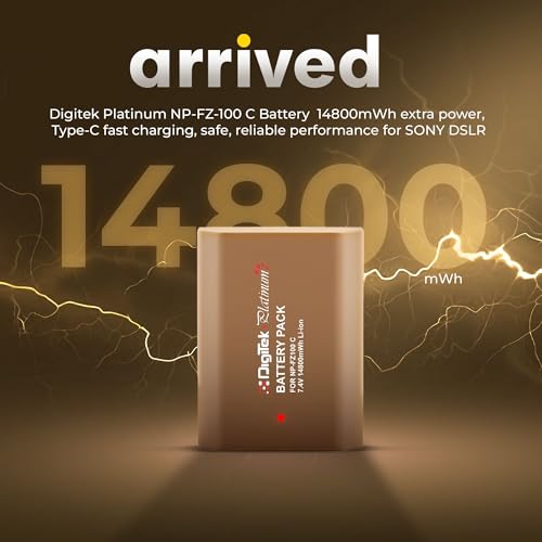 Image of Digitek Platinum NP-FZ100C Combo Extra Power Li-Ion Camera Battery with Type-C Quick Charging, 14800mWh High Capacity, No Memory Effect, Compatible with Sony Alpha Cameras
