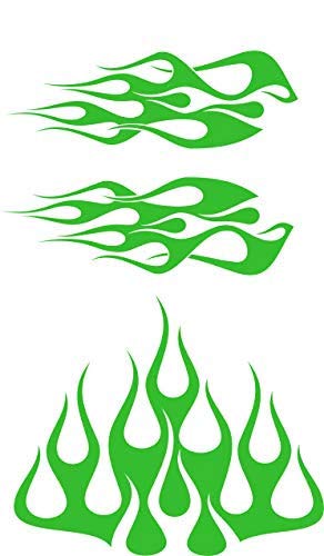 Image of STYLE1 Multi-Color Flame Decal Kit Golf Cart, UTV, RC, ATV, Mower, Motorcycle Tank (C - Large, DG23-061 Green)