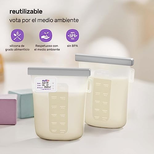 Miniatura 5 de Nuliie 7 Uds Silicona Bolsas Leche Materna Reutilizable, 12oz 360ml Bolsas Leche Materna Congelar Doblemente A Prueba De Fugas, Sin Bpa Autoportantes Bolsas Almacenamiento Leche Materna