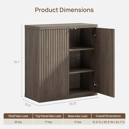Image of SICOTAS Buffet Cabinet with Storage Accent Sideboard Modern Credenza with Doors & Shelves Fluted Media Console Mid Century Coffee Bar Table for Living Room Kitchen Dining Room Hallway (2PCS)