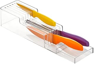 mDesign 2-Tier Knife Block Kitchen Storage Unit for up to 12 Knives Cutlery Organiser for Drawers Clear