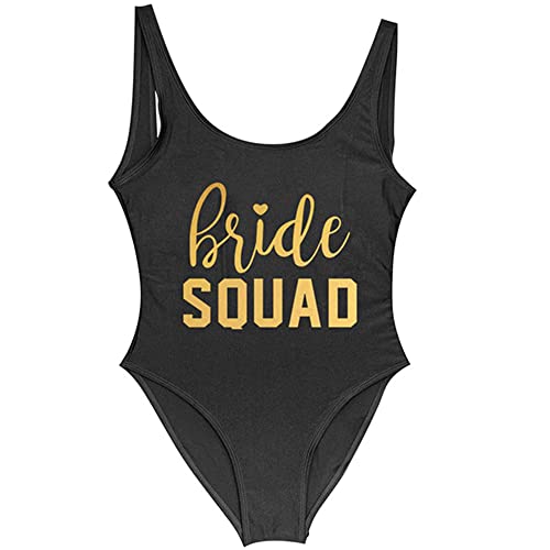 Woman Bride Bride Squad Gold Letter Back Print Swimwear Swimsuit One Piece Swimming Beachwear Monokini Bodysuit3