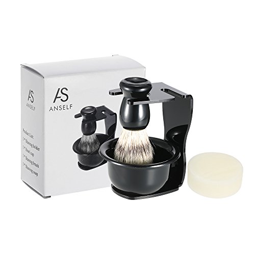 Anself 4pcs Men Shaving Set, Badger Hair Brush, Shaving Razor Holder Stand, Soap Bowl, Shaving Soap - Thumbnail 5