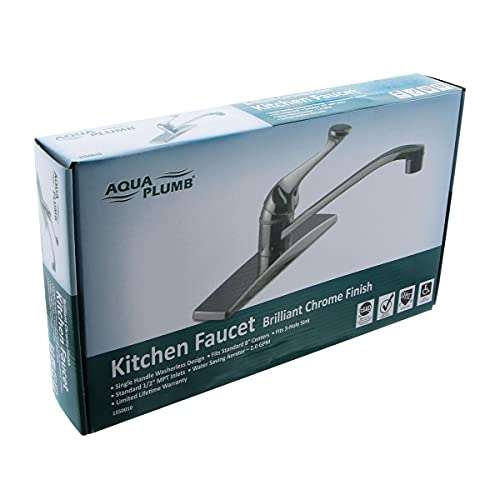 Aqua Plumb 1550010 8-Inch Single-Handle Polished Chrome Kitchen Faucet Without Spray, Silver #TOP1