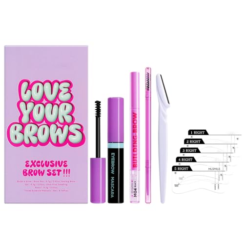 Kit de maquillaje de cejas con tarjeta de cejas, resistente al agua, resistente al agua, con rímel, crema de cejas, tarjeta de cejas, recortador de cejas para mujeres