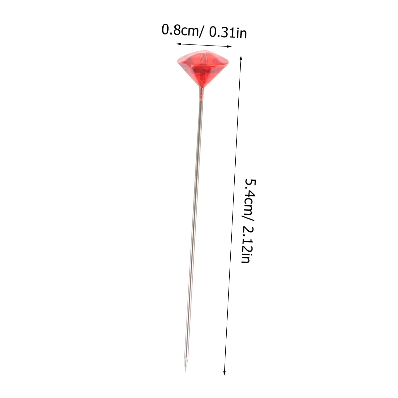 ERINGOGO 100pcs Acrylic Straight Pins Crystal Diamond Needle Tips for Flower Bouquets and DIY Crafting