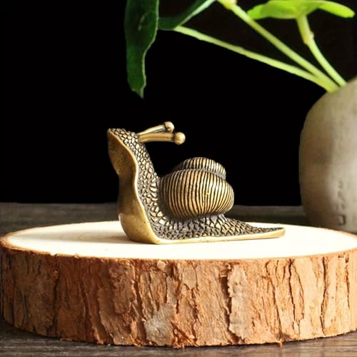 Brass Snail Figurine – Intricately Crafted Antique-Style Decorative Desk Accessory for Office &amp; Home | Indoor/Outdoor Deco