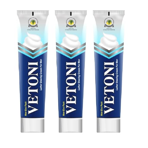 Image of Vetoni Eco Pack Shaving Cream for Men - Regular Skin, Menthol & Mixed Fruit Aroma for a Refreshing, Smooth and Energizing Shave Experience,(100 g), Pack of 3