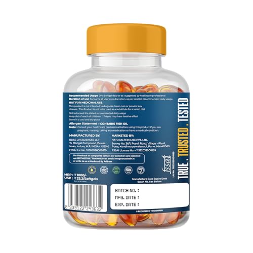 Image of Naturaltein Omega 3 Fish Oil 1250mg Triple Strength 30 Softgels + Magnesium Glycinate 1200mg 60 Tablets | Heart Health, Muscle Recovery, Sleep & Stress Support Combo