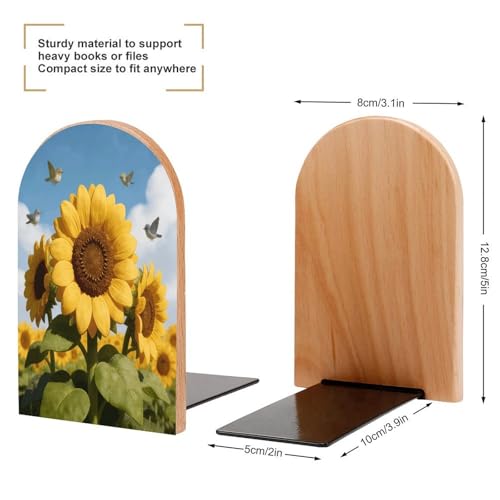 Sujetalibros de madera con diseño de flores de alta resistencia 3