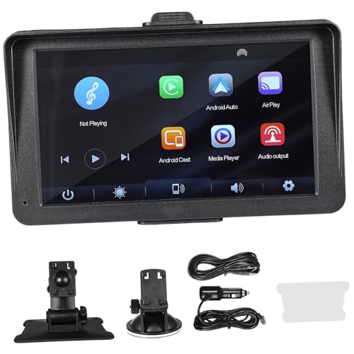 FUNOMOCYA Wireless Car Stereo Receiver Portable Touchscreen Player with Mount Multi Language Support High Resolution Display for Vehicle Audio Entertainment