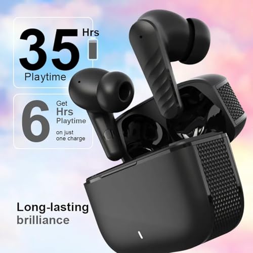 Image of True Wireless Stereo in Ear Earbuds with Environmental Noise Cancellation Quad Mic | Low Latency Gaming | Type-C Fast Charging | IPX5 Waterproof Standard | Bluetooth 5.4 Earbuds TWS [ Black ]
