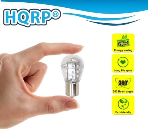 Miniatura 5 de HQRP Paquete de 2 bombillas LED de base de bayoneta BA15s SMD 3528 LED blanco frío 6000-7000K 10-30V DC 1.6W compatible con CUB CADET #925-0963