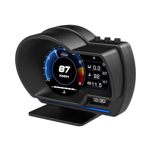 OBD2 Gauge Display, Heads Up Display for Cars, Digital Speedometer for Car with Water Temperature, Voltage, Fuel Consumption, RPM, Overspeed Alarm,obd2 Gauge Speedometer Suitable for All Car Cover