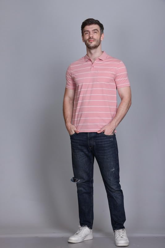 Image of SANE ORIGINALS Half Sleeve Polo T-Shirt for Men with Pocket || Stripe Collar and Pocket T-Shirt for Men Half Sleeves