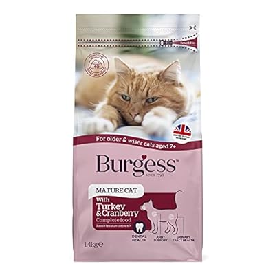 Burgess Dry Cat Food for Senior Cats with Turkey and Cranberry, 1.4 kg