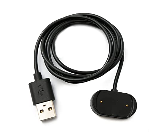 System-S USB 2.0 Cable 100 cm Charging Cable for Amazfit T-Rex 2 Smartwatch in Black - Image 2