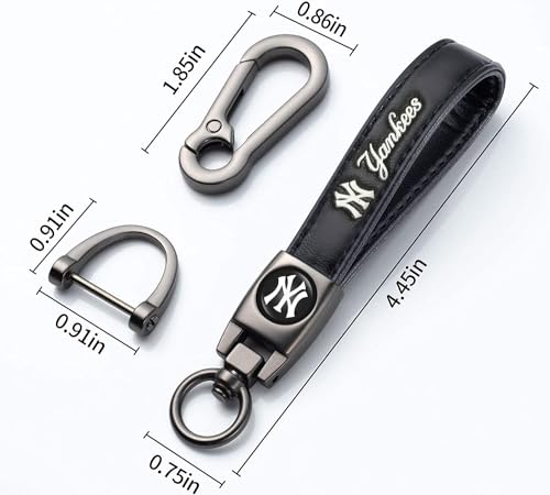 Image of Leather Car Keychain for Baseball Fans, Metal Car Key Ring Key Chain Accessories