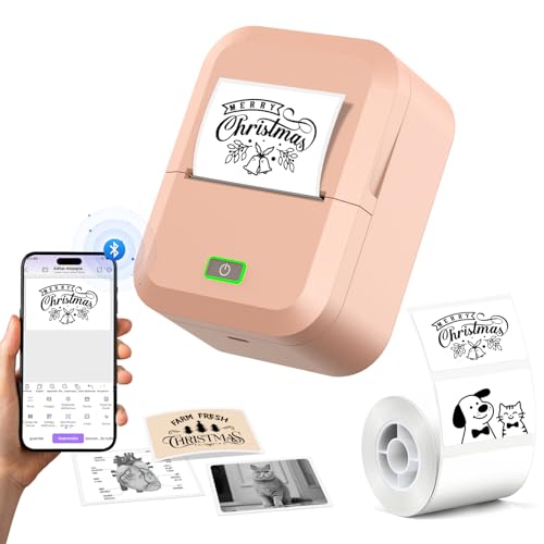 Ablemark Mini Drucker, Aufkleber Drucker Fotodrucker Bluetooth 2 Zoll 20–58 mm, Thermodrucker Drucker mit App für iOS & Android, Etikettendrucker 203 DPI für Organisation, Unternehmen & Schule