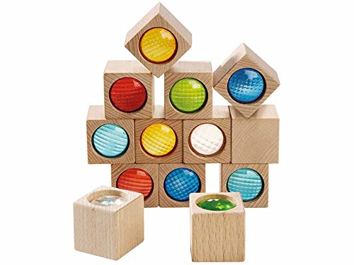 HABA Kaleidoscopic Building Blocks - 13 Piece Set with Colored Prisms (Made in Germany)