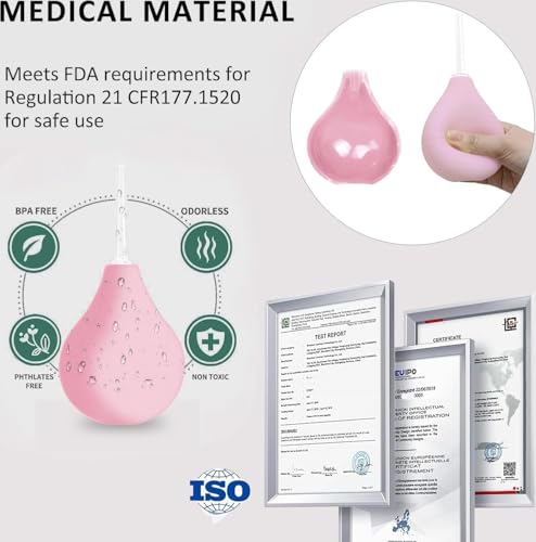 Image of Anal Douche Enema Kit - 224ml Enema Bulb Douches for Men and Women, Reusable Enemas for Colon Cleanse, Vaginal Douche Ideal for Daily Care & Travel (Pink)