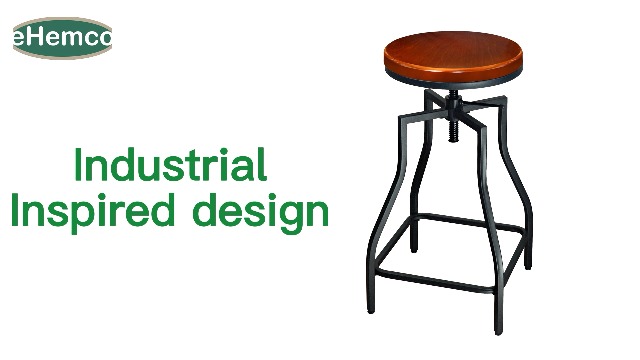Butaco metálico giratorio ajustable para cocina, juego de 3 unidades | Asiento de chapa de madera, altura para barra, negro y marrón miniatura 7