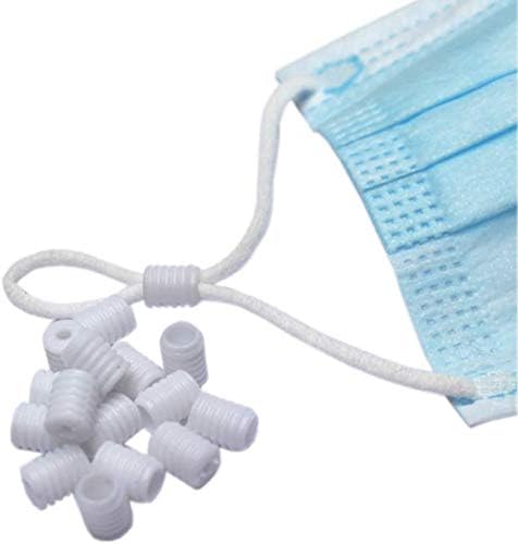 Mocoe Cord Locks Silicone Toggles for Drawstrings Elastic, Non Slip Stopper of Cord Adjuster, Adjustable Rope Buckle Tube Connector (Cord Locks White)