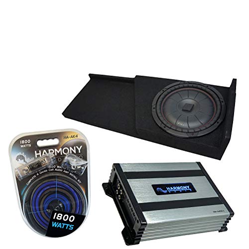 Harmony Audio Compatible with 2007-2013 Chevy Silverado Extended Cab Truck Kicker Bundle CompVT CVT10 Single 10 Sub Box Enclosure & Harmony HA-A400.1 Amp