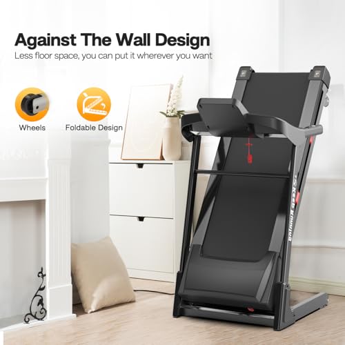 Image of Treadmills for Home Stainless Steel Black Automatic Incline Built-in Audio connectivity Speaker Fitness