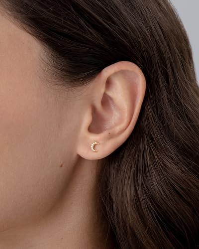 Image of PAVOI 14K Gold Plated Dainty Flat Back Earrings for Women, Piercing Studs