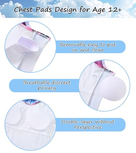 Image of Belovecol Girls Swimsuits Two Piece Tankini Bathing Suits Boyshort Summer Beach Swimwear 4-16Y Removable Bra Pads Above 12Y