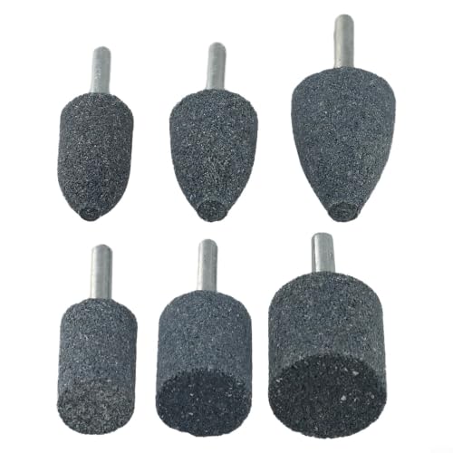 6pcs Cylindrical Grinding Wheel Heads 6mm Shank Corundum Mounted Stone