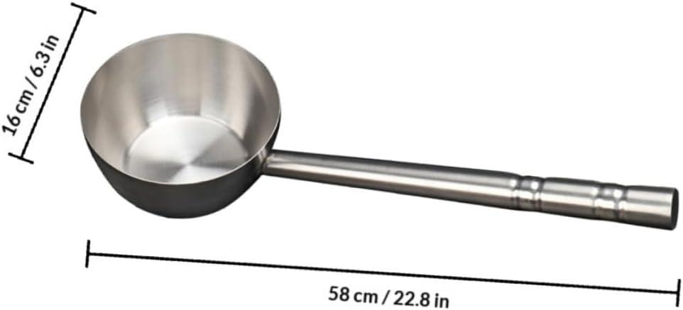 VICASKY Stainless Steel Water Ladle Flat Bottom Household Metal Spoon 16cm Long Handle Kitchen Tool for Soup and Water Serving in Home and Restaurant