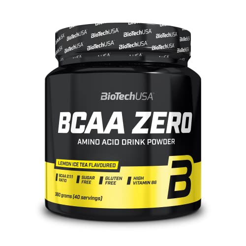 BioTechUSA BCAA Zero - Aminoácidos Esenciales en Polvo | 6g BCAA con L-Leucina Instantánea | Vegano | Sin Azúcar, Sin Lactosa, Sin Gluten, 360 g, Té helado con limón