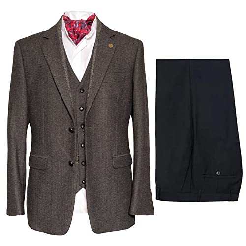 Costume 3 pièces hommes à chevrons noir pour un mariage ou un bal