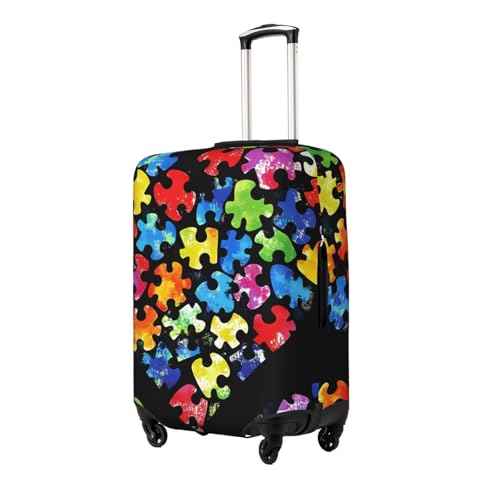 Awareness Puzzle Elastic Travel Luggage Cover, Washable Spandex Suitcase Protector, Anti-Scratch Fits 18-32 Inch2