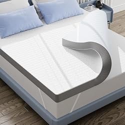 3 Inch Firm Mattress Topper Queen Size, Cooling Mattress Pad with Gel Memory Foam, 40D High Density Bed Topper with Removable Soft Cover, Pressure Relief & Non-Slip, CertiPUR-US Certified