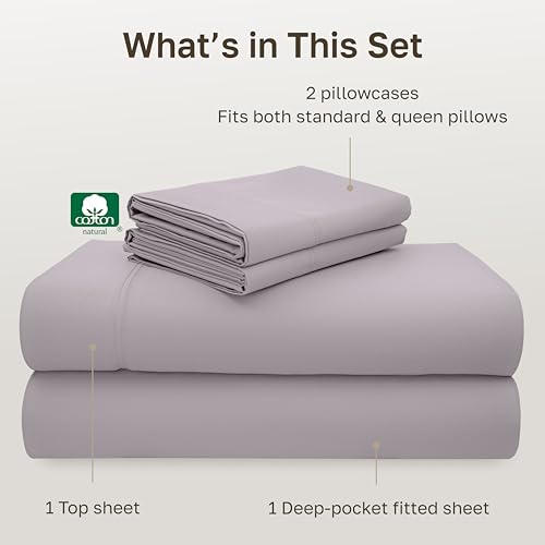 Image of CALIFORNIA DESIGN DEN 5-Star Hotel 600 Thread Count 100% Cotton Sheets Set - Soft & Smooth Queen Sheet Set with Deep Pockets, Quality Beats Egyptian Cotton Claims (Lavender)