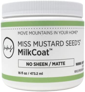 Miss Mustard Seed's MilkCoat, Washable Topcoat for Furniture, Wood, Cabinets, and Walls, Water-Based, Low VOCs, Low Odor (No Sheen/Matte, 16 oz)