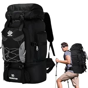 Snorthy Hiking Backpack 80L Large Camping Rucksack Lightweight Foldable Backpacks for Men Women Waterproof Hiking Rucksack Daypack Travel Bag for Trekking Mountaineer Walking Climbing Outdoor Sports
