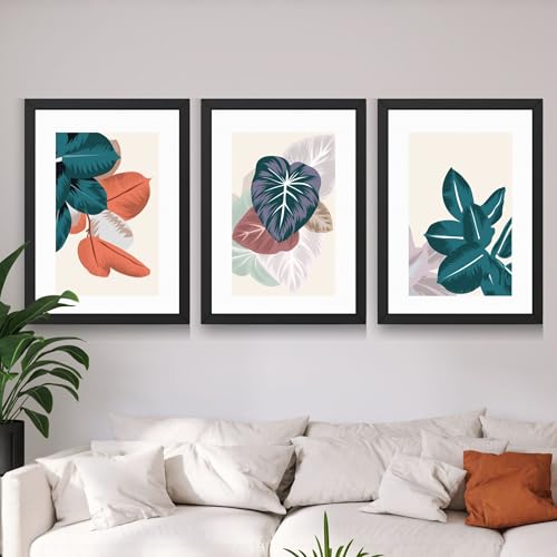 Image of CRAFT QUEST Wall Art Decor Paintings | Set of 3 Floral Wall Art Frames for Home Decoration | Ideal for Living Room, Bedroom & Offices (Black, 10 X 13 Inches, Each Frame)