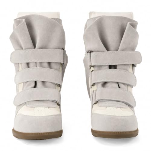 Image of Wedge Sneakers for Women, High Top Platform Suede with Hidden Wedge & Triple Strappy Band