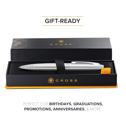 Image of Cross Calais Polished Chrome Refillable Ballpoint Pen - Medium Point, Black Ink, Smooth Writing, Presented in a Luxury Gift Box