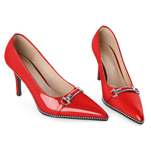 Image of Women's High Heel Pumps Stiletto Heel Pumps for Women Pointed Toe Heels Elegant Classic 3.5 Inch Beaded Pumps