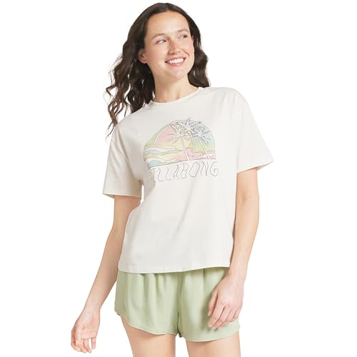 Billabong Womens Regular Fit Premium Soft Cotton Tee Short Sleeve Graphic T-Shirt Salt Crystal Medium